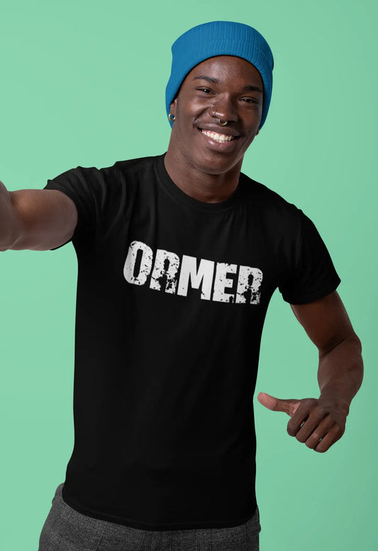 ormer Men's Short Sleeve Round Neck T-shirt , 5 letters Black , word 00006
