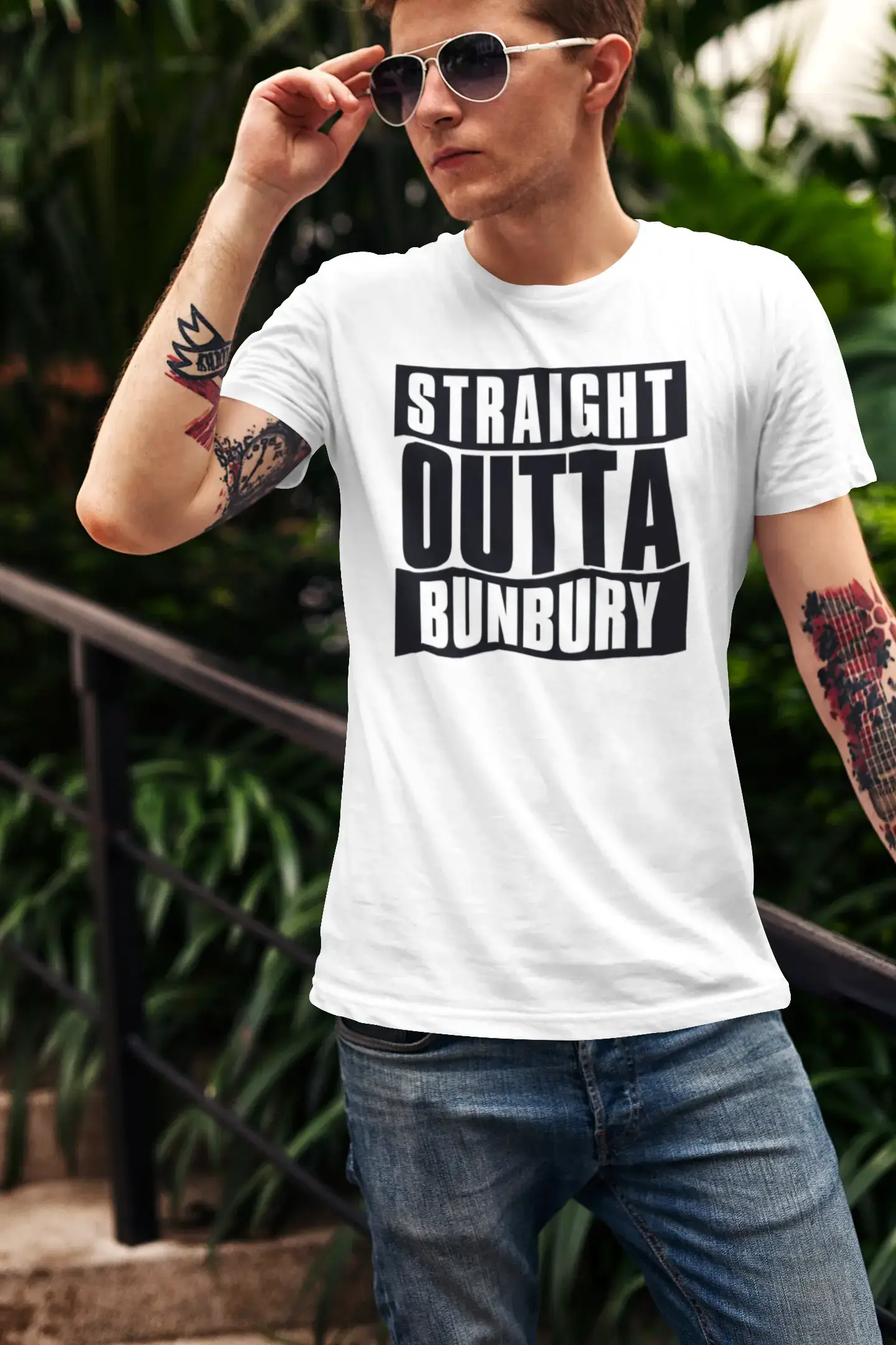 Straight Outta Bunbury, Men's Short Sleeve Round Neck T-shirt 00027