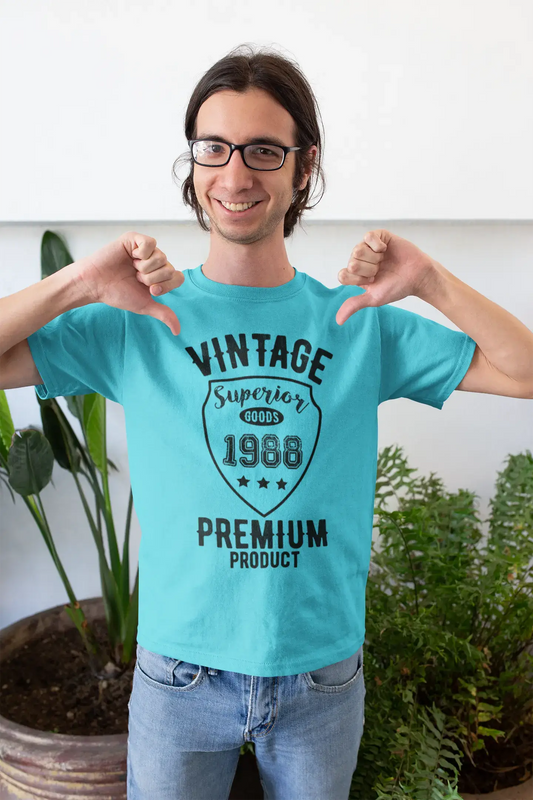 1988 Vintage Superior, Blue, Men's Short Sleeve Round Neck T-shirt 00097