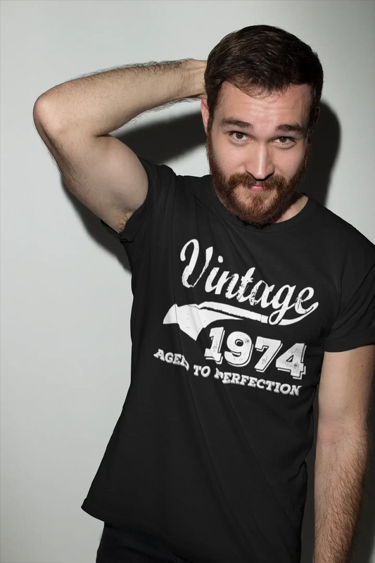 Vintage 1974, Aged to perfection Men's Retro T shirt Black Birthday Gift 00100