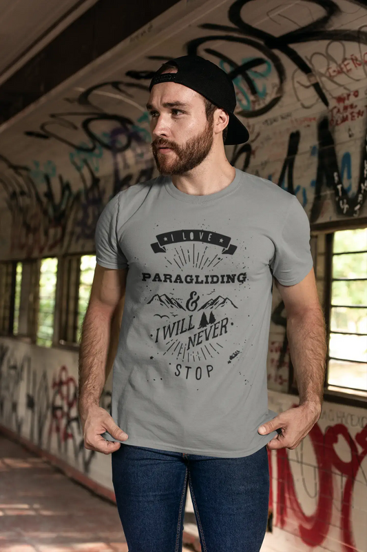 'PARAGLIDING, I love extreme sport, Grey, Men's Short Sleeve Round Neck T-shirt 00293
