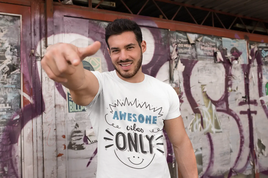 Awesome Vibes Only, White, Men's Short Sleeve Round Neck T-shirt, gift t-shirt 00296