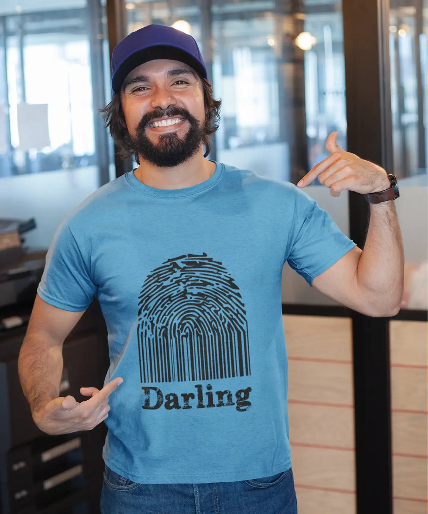 Darling Fingerprint, Blue, Men's Short Sleeve Round Neck T-shirt, gift t-shirt 00311