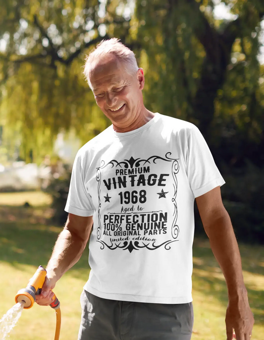 Premium Vintage Year 1968, White, Men's Short Sleeve Round Neck T-shirt, gift t-shirt 00349