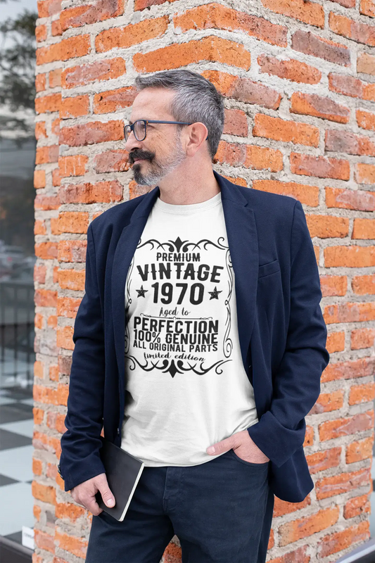 Premium Vintage Year 1970, White, Men's Short Sleeve Round Neck T-shirt, gift t-shirt 00349
