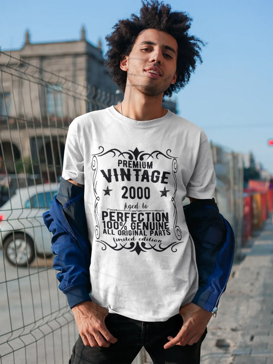 Premium Vintage Year 2000, White, Men's Short Sleeve Round Neck T-shirt, gift t-shirt 00349