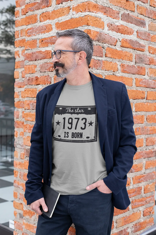 The Star 1973 is Born Men's T-shirt Grey Birthday Gift 00454