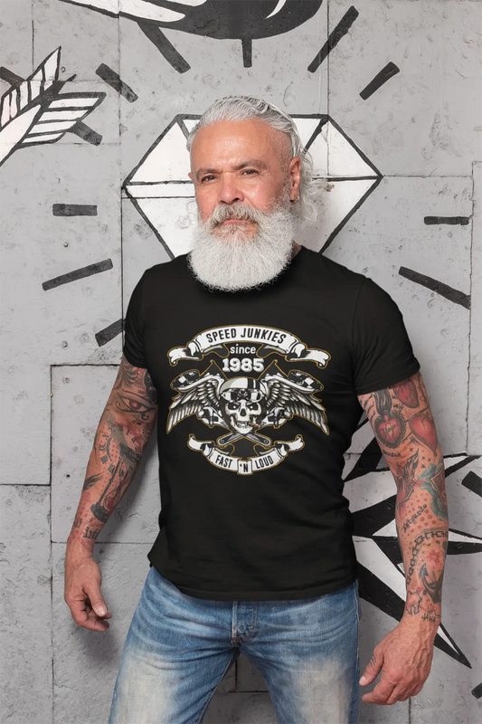 Speed Junkies Since 1985 Men's T-shirt Black Birthday Gift Round Neck 00462