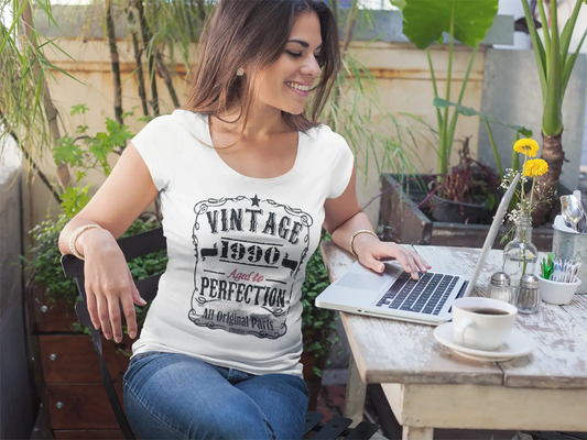 1990 Vintage Aged to Perfection Women's T-shirt White Birthday Gift 00491
