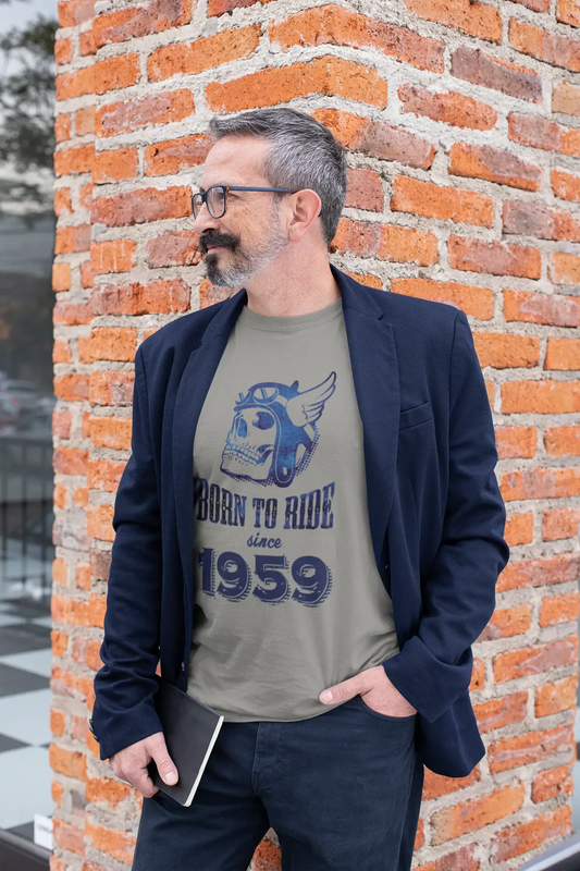 1959, Born to Ride Since 1959 Men's T-shirt Grey Birthday Gift 00495
