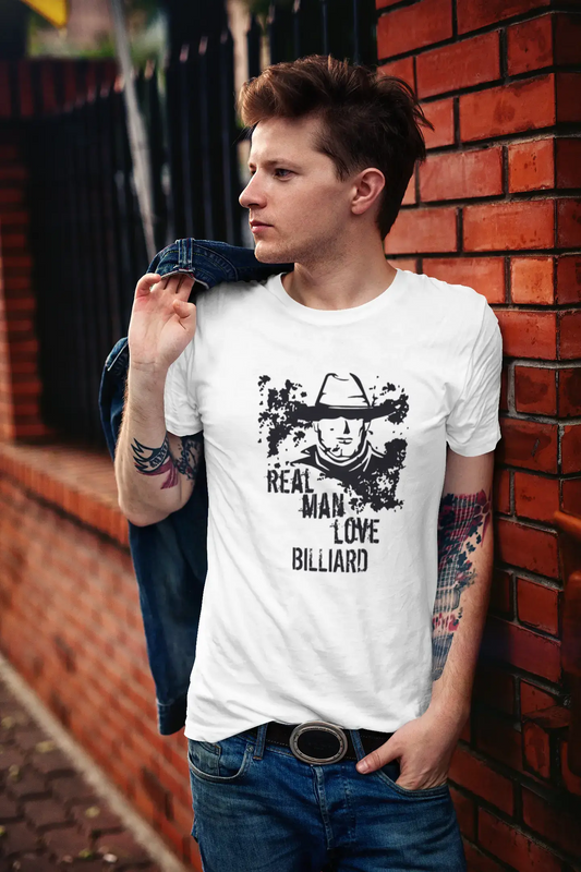 Billiard, Real Men Love Billiard Men's T shirt White Birthday Gift 00539