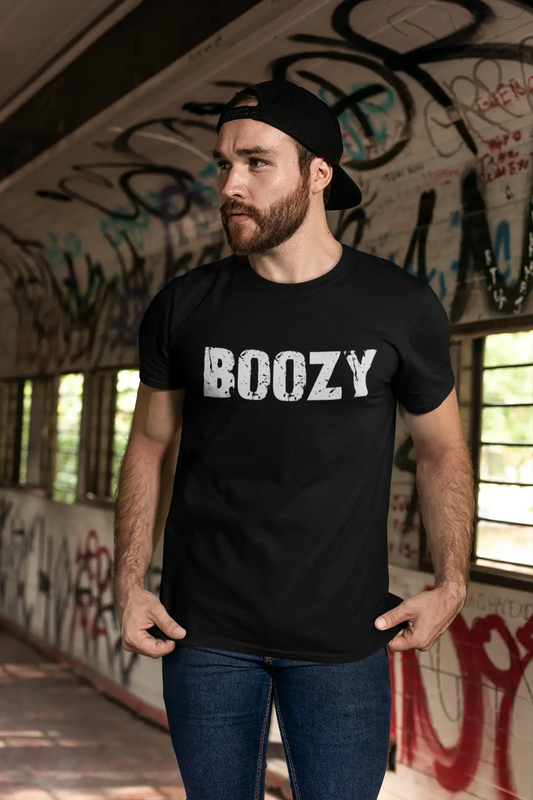 boozy Men's Retro T shirt Black Birthday Gift 00553