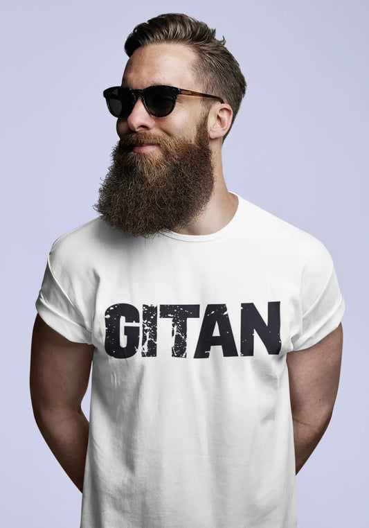 Men's Tee Shirt Vintage T shirt Gitan X-Small White 00561