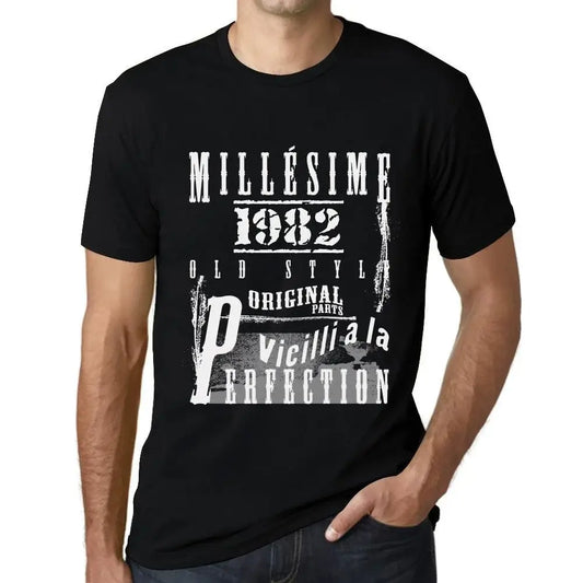Men's Graphic T-Shirt Vintage Aged to Perfection 1982 – Millésime Vieilli à la Perfection 1982 – 42nd Birthday Anniversary 42 Year Old Gift 1982 Vintage Eco-Friendly Short Sleeve Novelty Tee