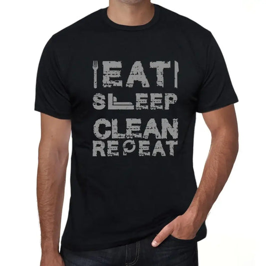 Men's Graphic T-Shirt Eat Sleep Clean Repeat Eco-Friendly Limited Edition Short Sleeve Tee-Shirt Vintage Birthday Gift Novelty
