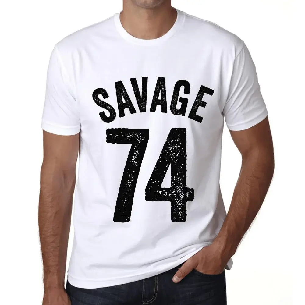 Men's Graphic T-Shirt Savage 74 74th Birthday Anniversary 74 Year Old Gift 1950 Vintage Eco-Friendly Short Sleeve Novelty Tee