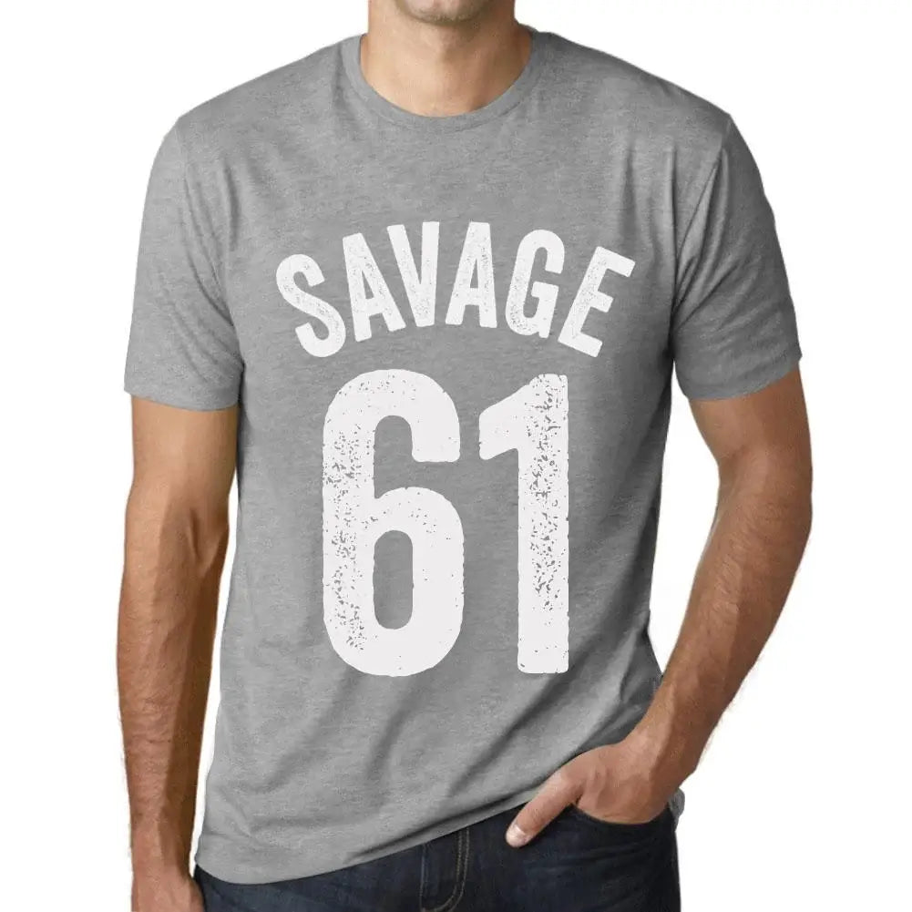 Men's Graphic T-Shirt Savage 61 61st Birthday Anniversary 61 Year Old Gift 1963 Vintage Eco-Friendly Short Sleeve Novelty Tee