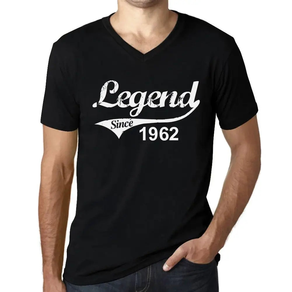 Men's Graphic T-Shirt V Neck Legend Since 1962 62nd Birthday Anniversary 62 Year Old Gift 1962 Vintage Eco-Friendly Short Sleeve Novelty Tee