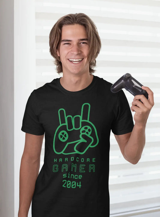 Men's Graphic T-Shirt Hardcore Gamer Since 2004 Deep Black
