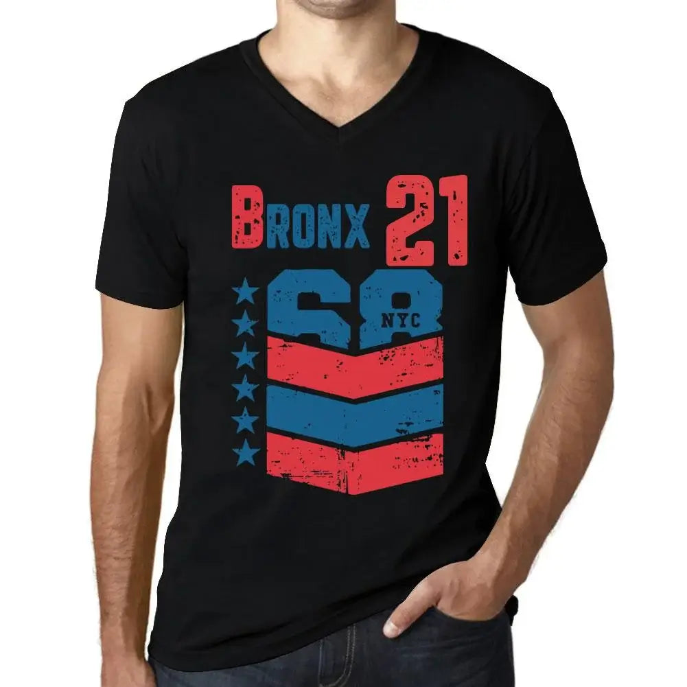 Men's Graphic T-Shirt V Neck Bronx 21 21st Birthday Anniversary 21 Year Old Gift 2003 Vintage Eco-Friendly Short Sleeve Novelty Tee