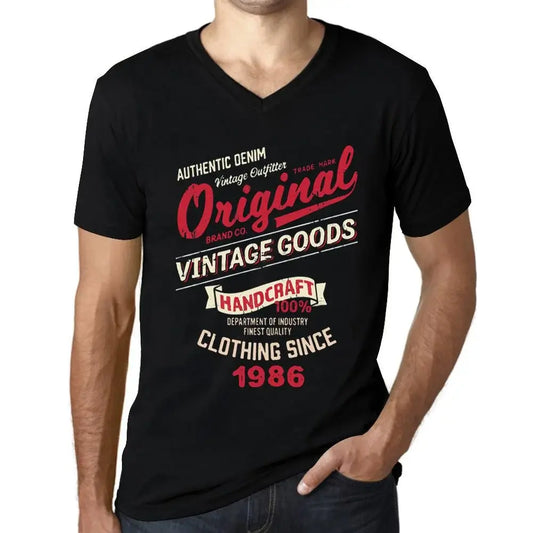Men's Graphic T-Shirt V Neck Original Vintage Clothing Since 1986 38th Birthday Anniversary 38 Year Old Gift 1986 Vintage Eco-Friendly Short Sleeve Novelty Tee