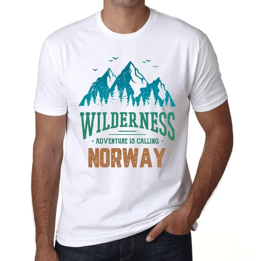 Men's Graphic T-Shirt Wilderness, Adventure Is Calling Norway Eco-Friendly Limited Edition Short Sleeve Tee-Shirt Vintage Birthday Gift Novelty
