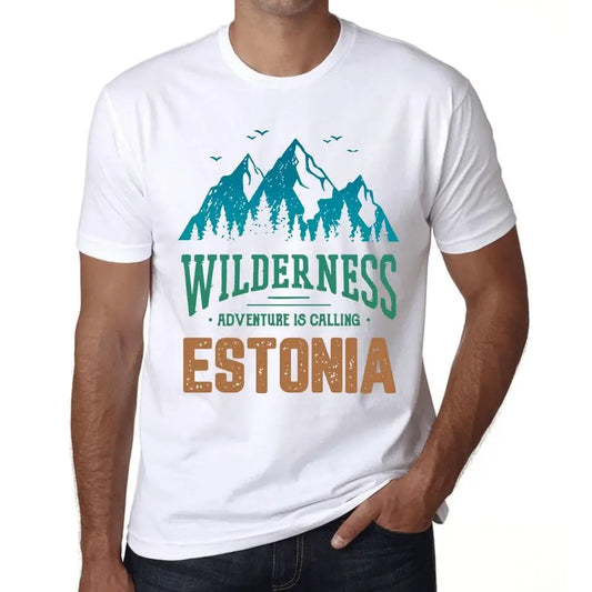 Men's Graphic T-Shirt Wilderness, Adventure Is Calling Estonia Eco-Friendly Limited Edition Short Sleeve Tee-Shirt Vintage Birthday Gift Novelty