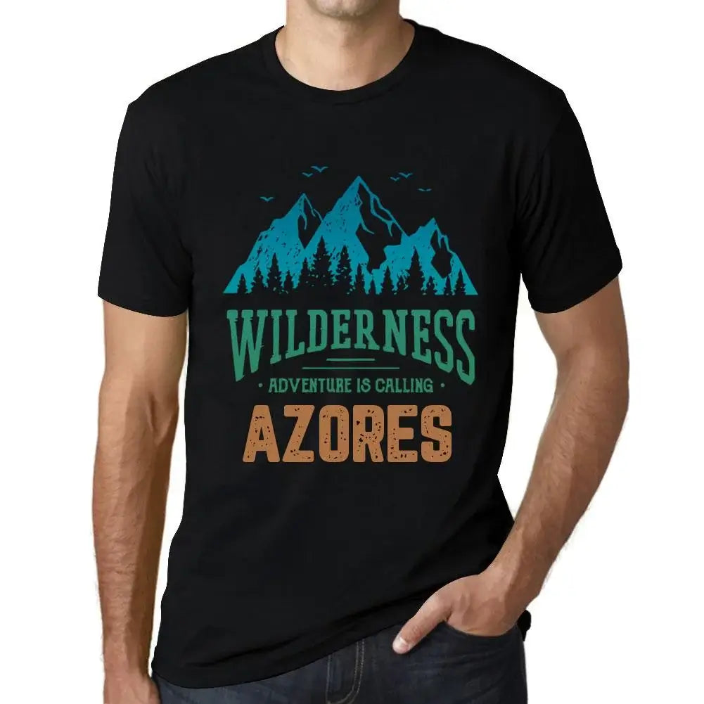 Men's Graphic T-Shirt Wilderness, Adventure Is Calling Azores Eco-Friendly Limited Edition Short Sleeve Tee-Shirt Vintage Birthday Gift Novelty