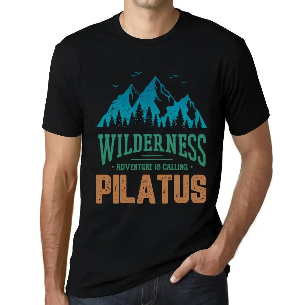 Men's Graphic T-Shirt Wilderness, Adventure Is Calling Pilatus Eco-Friendly Limited Edition Short Sleeve Tee-Shirt Vintage Birthday Gift Novelty