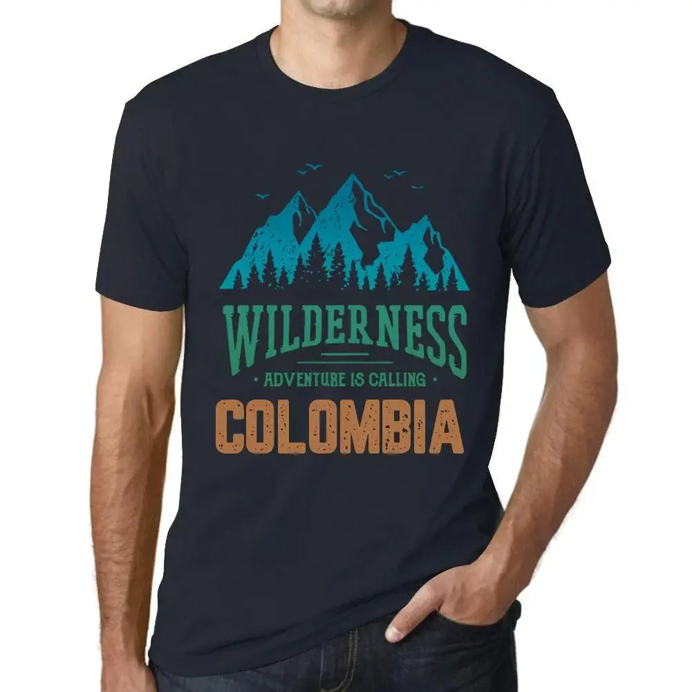 Men's Graphic T-Shirt Wilderness, Adventure Is Calling Colombia Eco-Friendly Limited Edition Short Sleeve Tee-Shirt Vintage Birthday Gift Novelty