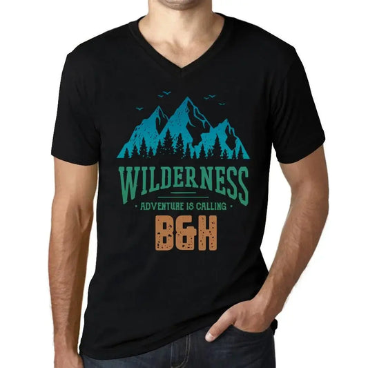 Men's Graphic T-Shirt V Neck Wilderness, Adventure Is Calling B&h Eco-Friendly Limited Edition Short Sleeve Tee-Shirt Vintage Birthday Gift Novelty