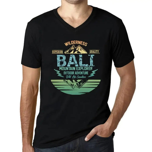 Men's Graphic T-Shirt V Neck Outdoor Adventure, Wilderness, Mountain Explorer Bali Eco-Friendly Limited Edition Short Sleeve Tee-Shirt Vintage Birthday Gift Novelty
