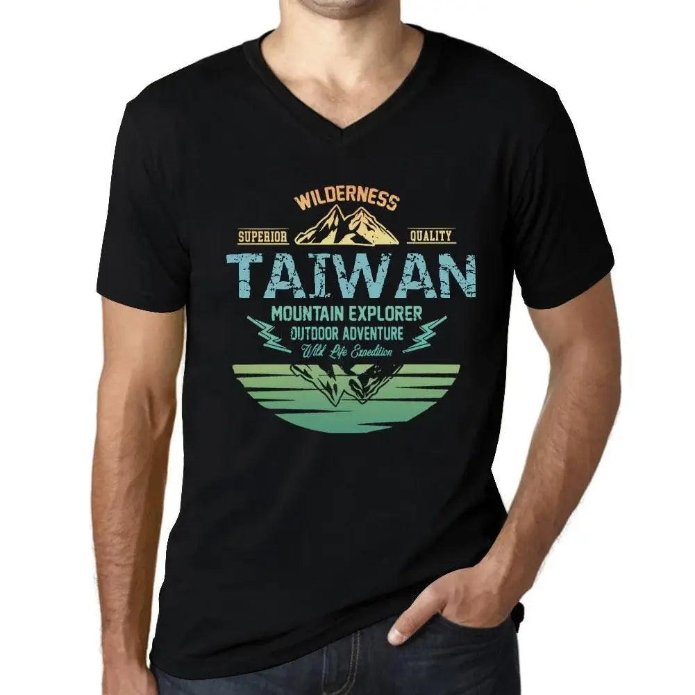Men's Graphic T-Shirt V Neck Outdoor Adventure, Wilderness, Mountain Explorer Taiwan Eco-Friendly Limited Edition Short Sleeve Tee-Shirt Vintage Birthday Gift Novelty