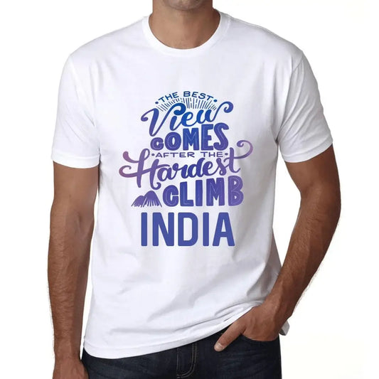 Men's Graphic T-Shirt The Best View Comes After Hardest Mountain Climb India Eco-Friendly Limited Edition Short Sleeve Tee-Shirt Vintage Birthday Gift Novelty