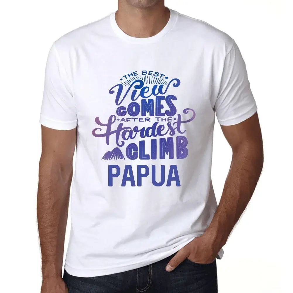 Men's Graphic T-Shirt The Best View Comes After Hardest Mountain Climb Papua Eco-Friendly Limited Edition Short Sleeve Tee-Shirt Vintage Birthday Gift Novelty