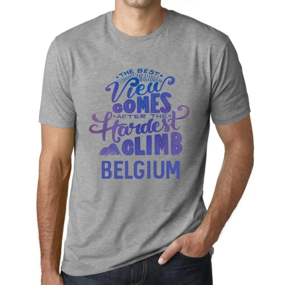 Men's Graphic T-Shirt The Best View Comes After Hardest Mountain Climb Belgium Eco-Friendly Limited Edition Short Sleeve Tee-Shirt Vintage Birthday Gift Novelty