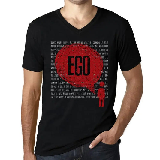Men's Graphic T-Shirt V Neck Thoughts Ego Eco-Friendly Limited Edition Short Sleeve Tee-Shirt Vintage Birthday Gift Novelty