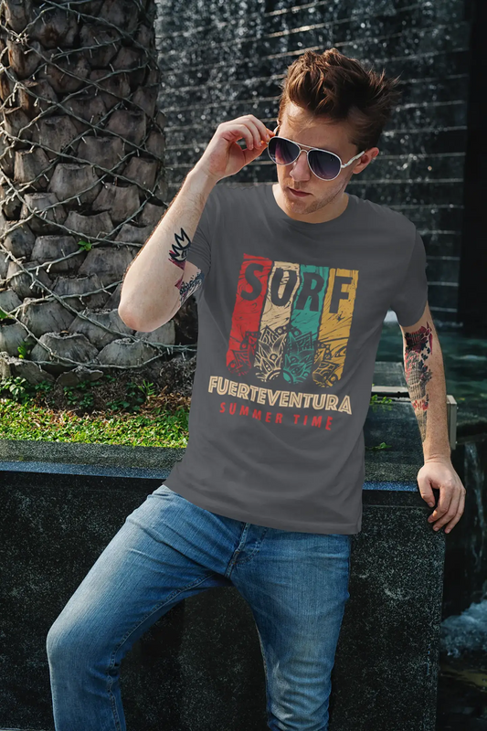 Men's Graphic T-Shirt Surf Summer Time FUERTEVENTURA Mouse Grey