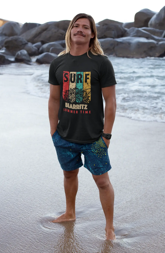 Men's Graphic T-Shirt Surf Summer Time BIARRITZ Deep Black