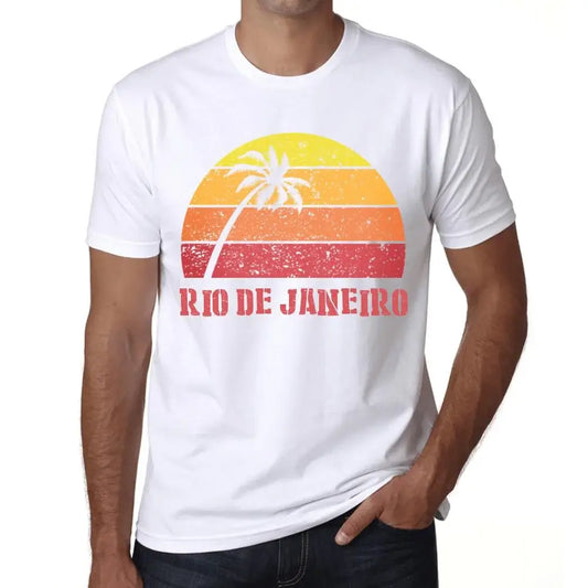 Men's Graphic T-Shirt Palm, Beach, Sunset In Rio De Janeiro Eco-Friendly Limited Edition Short Sleeve Tee-Shirt Vintage Birthday Gift Novelty