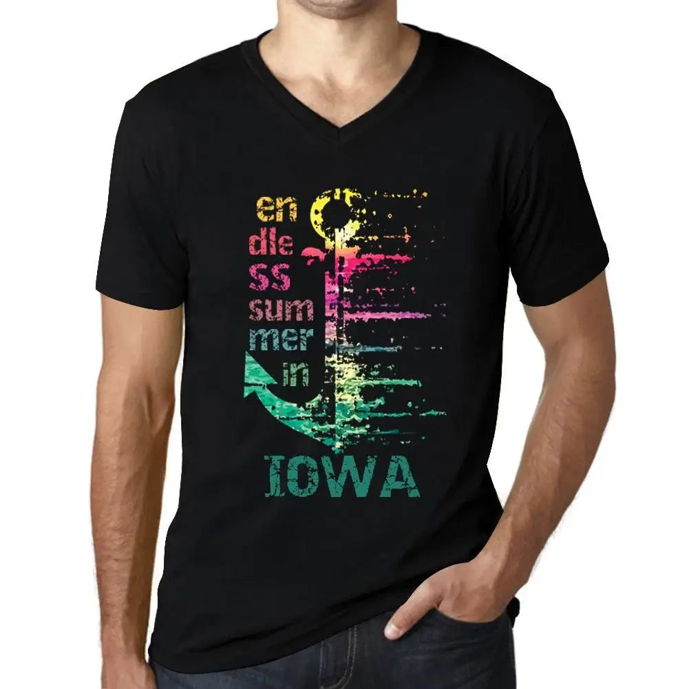 Men's Graphic T-Shirt V Neck Endless Summer In Iowa Eco-Friendly Limited Edition Short Sleeve Tee-Shirt Vintage Birthday Gift Novelty
