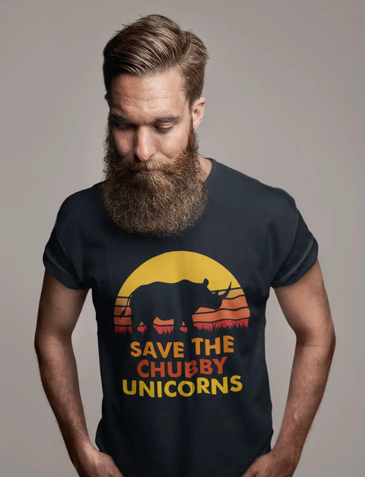 Men's Graphic T-Shirt Save the Chubby Unicorn Navy