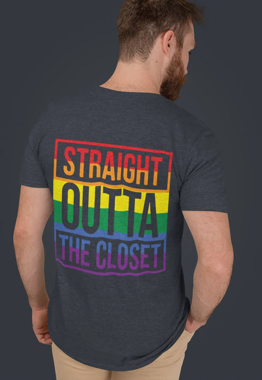 Men's Graphic T-Shirt LGBT Straight Outta the Closet Navy Round Neck