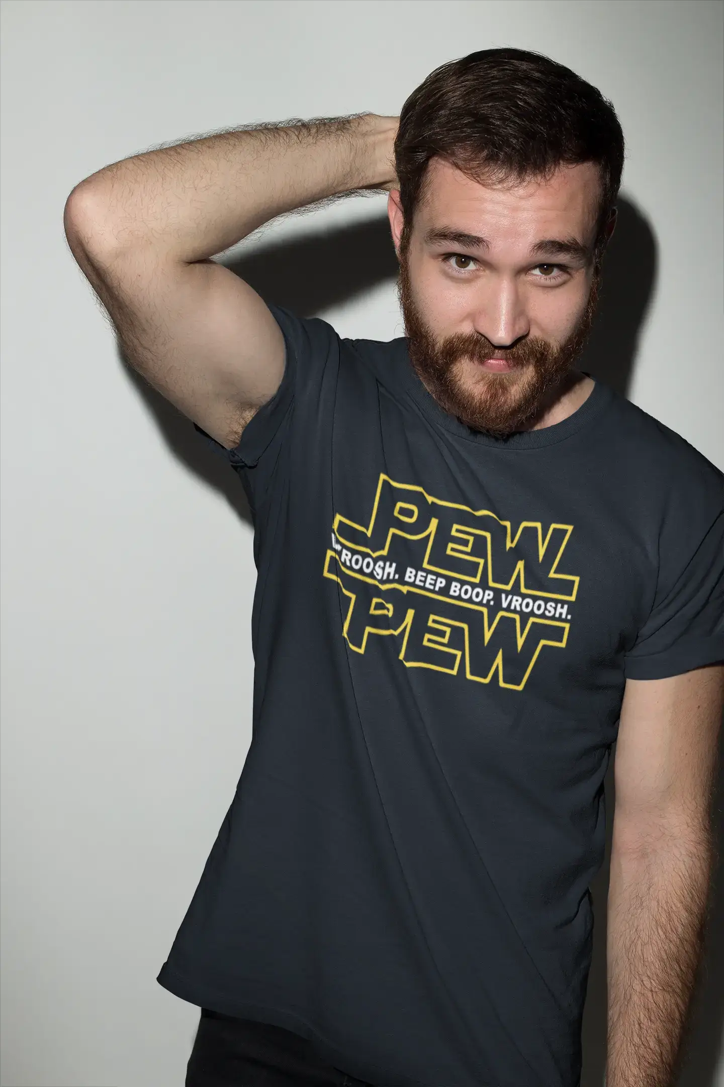 Graphic Men's Pew Pew T-Shirt Lemon Letter Print Tee Navy