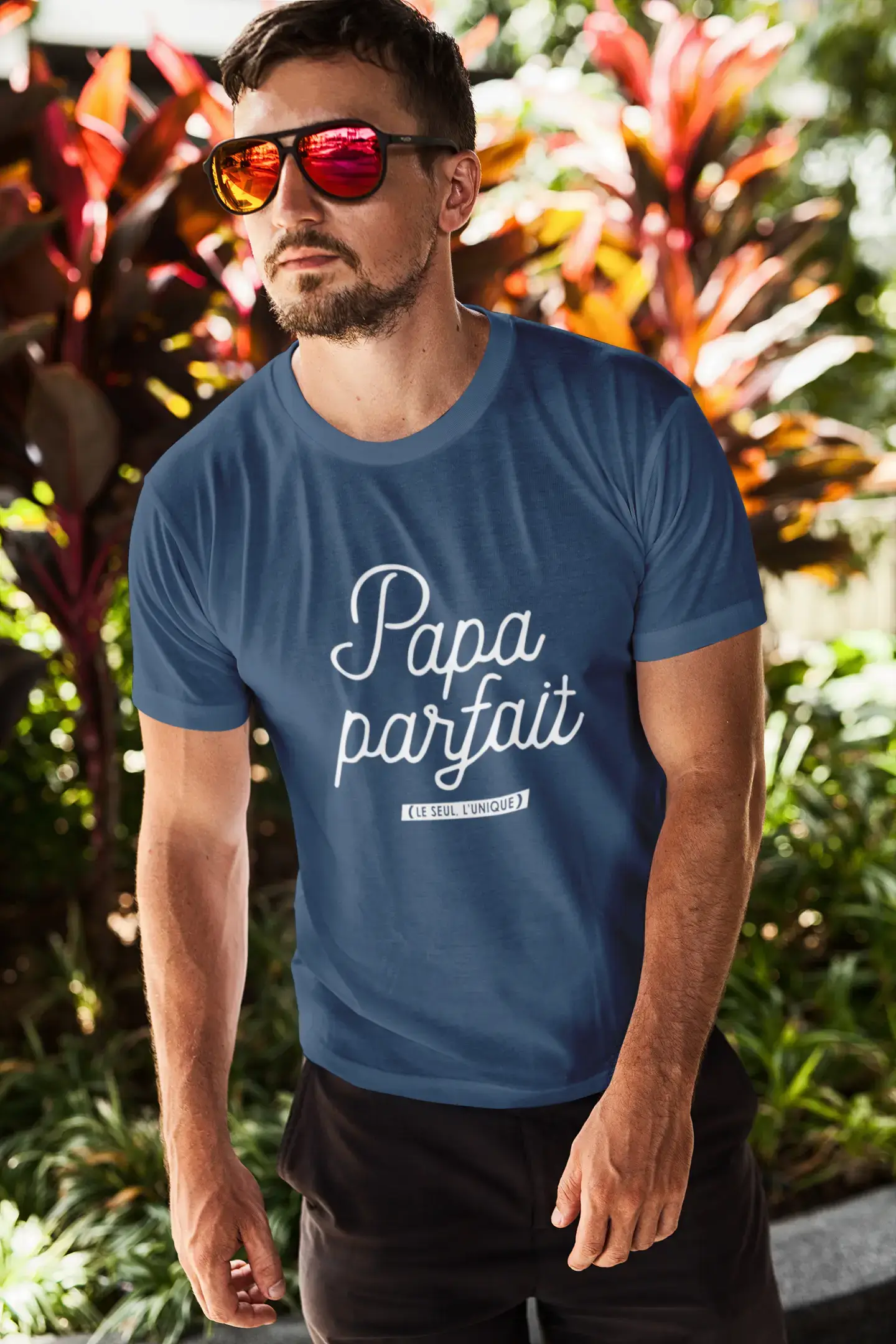 Ultrabasic - Homme Graphique Papa Parfait T-Shirt Marine Lettre