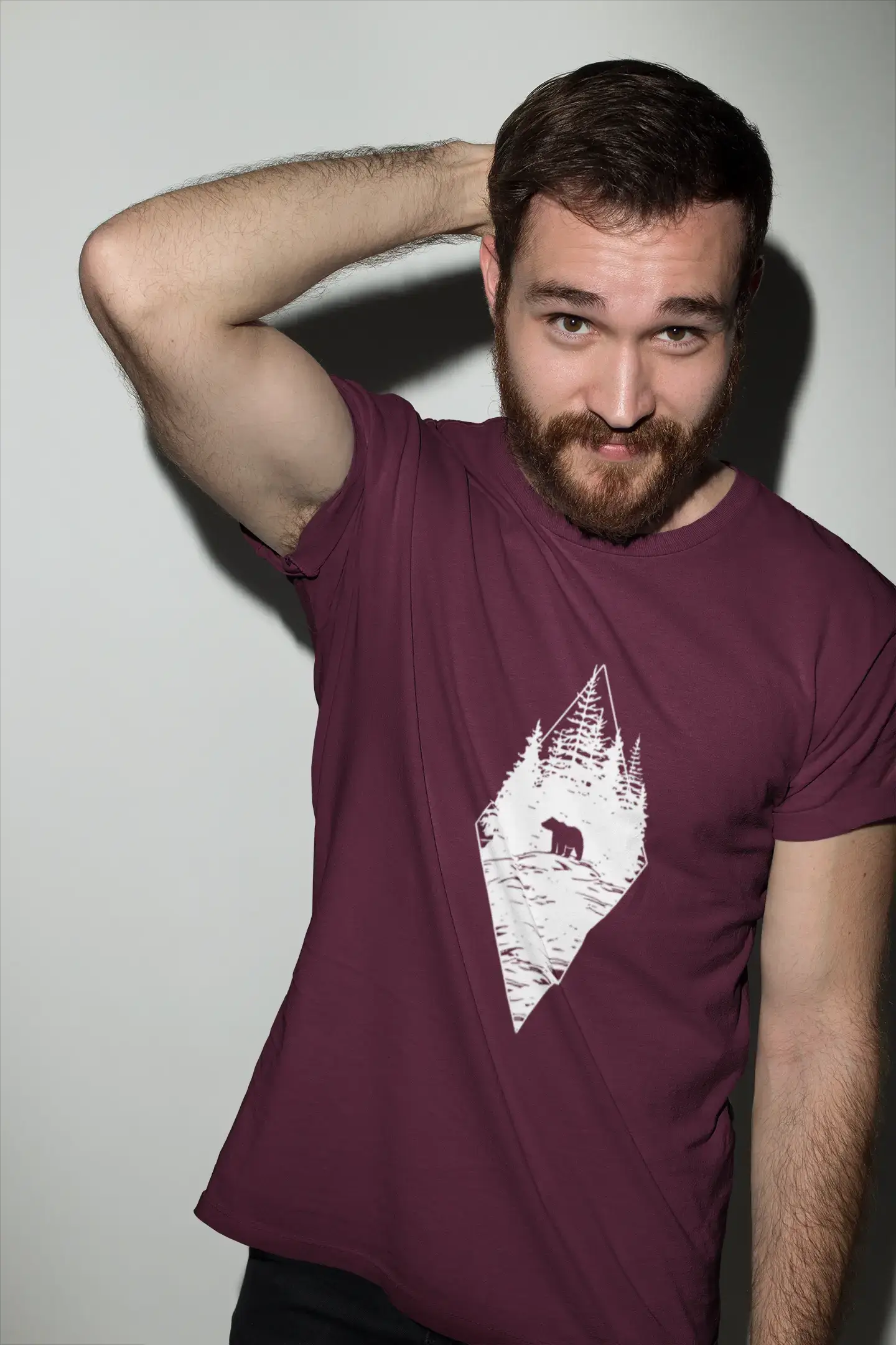 ULTRABASIC - Graphic Printed Men's Forest Bear T-Shirt Navy