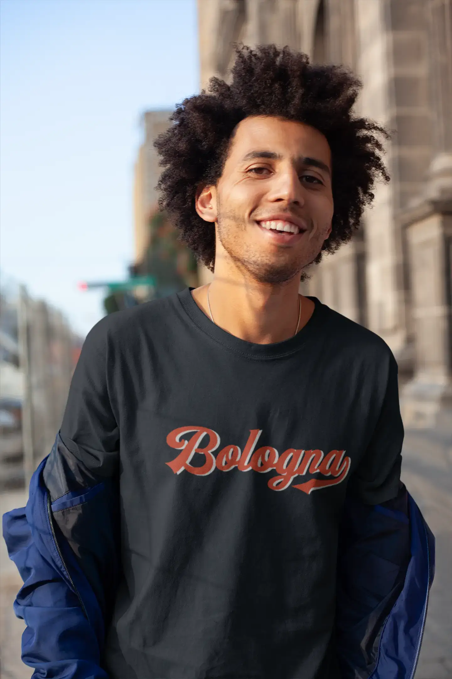 ULTRABASIC - Graphic Men's Bologna T-Shirt Printed Letters White Round Neck