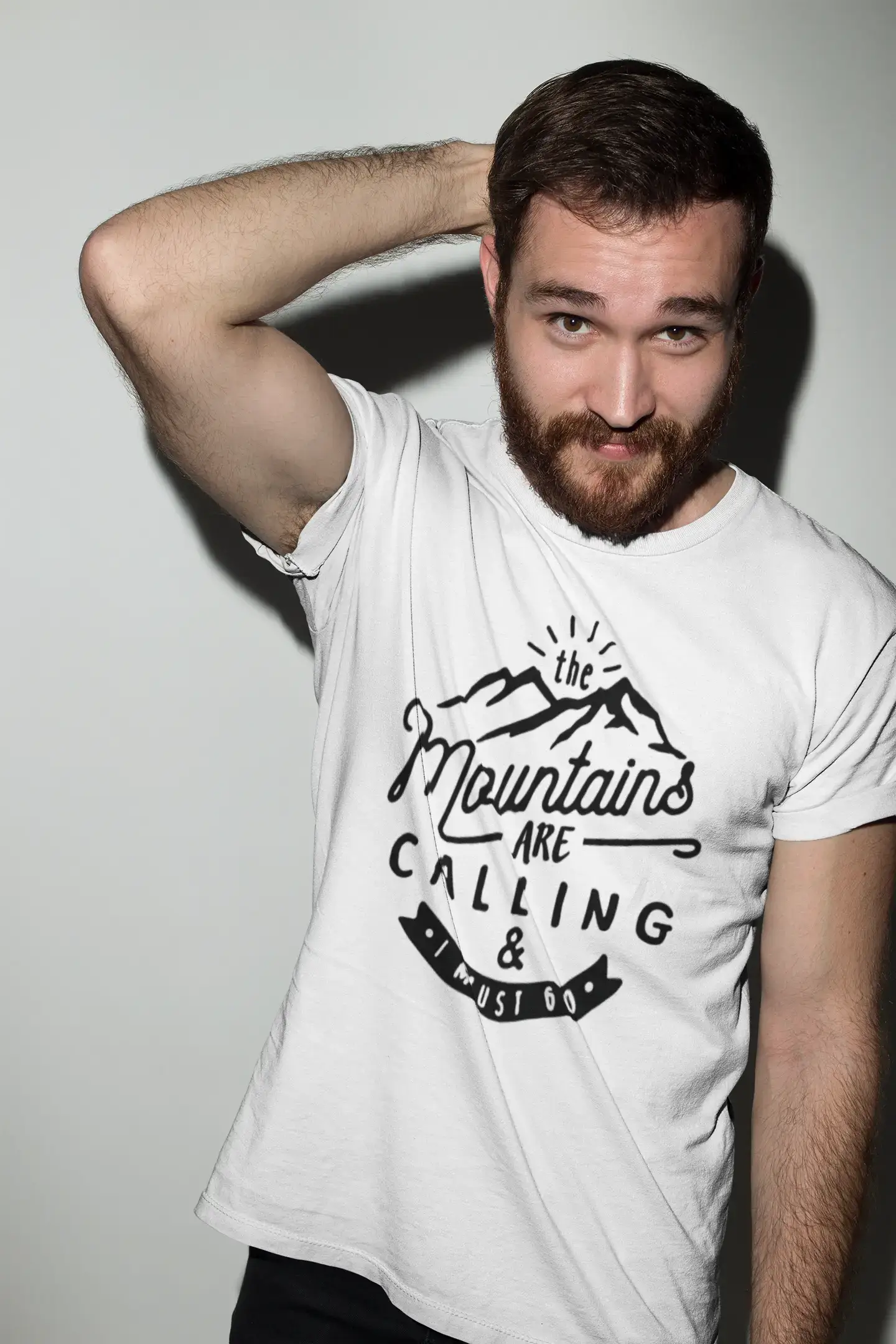 ULTRABASIC - Graphic Printed Men's The Mountains Are Calling And I Must Go Hiking Tee Dark Purple