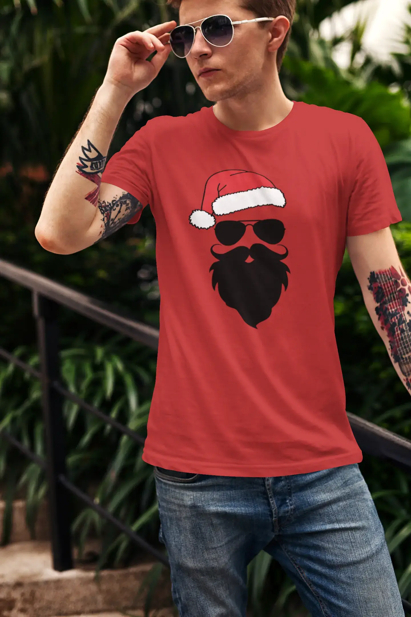 ULTRABASIC - Graphic Men's Funny Santa Cool Christmas T-Shirt Gift Tee Emerald