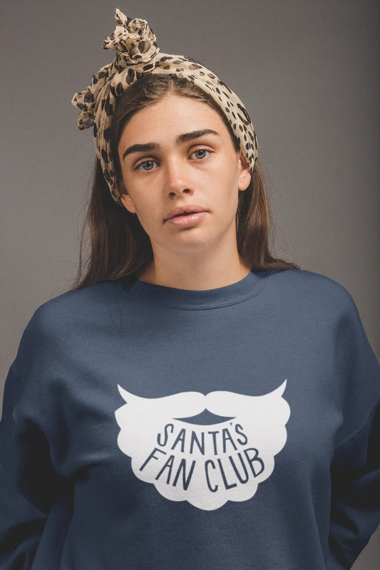 ULTRABASIC - Graphic Women's Santa's Fan Club Christmas Sweatshirt Xmas Gift Ideas Deep Black